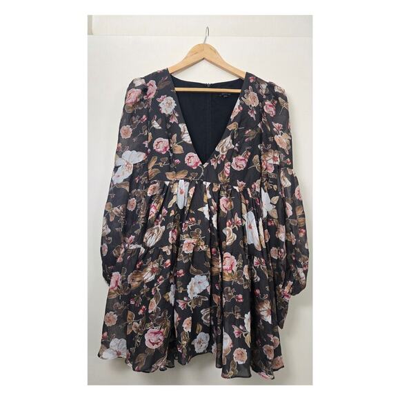 Bardot Reign Floral Long Sleeve Minidress Size S Fall Homecoming Party Wedding - Picture 4 of 12